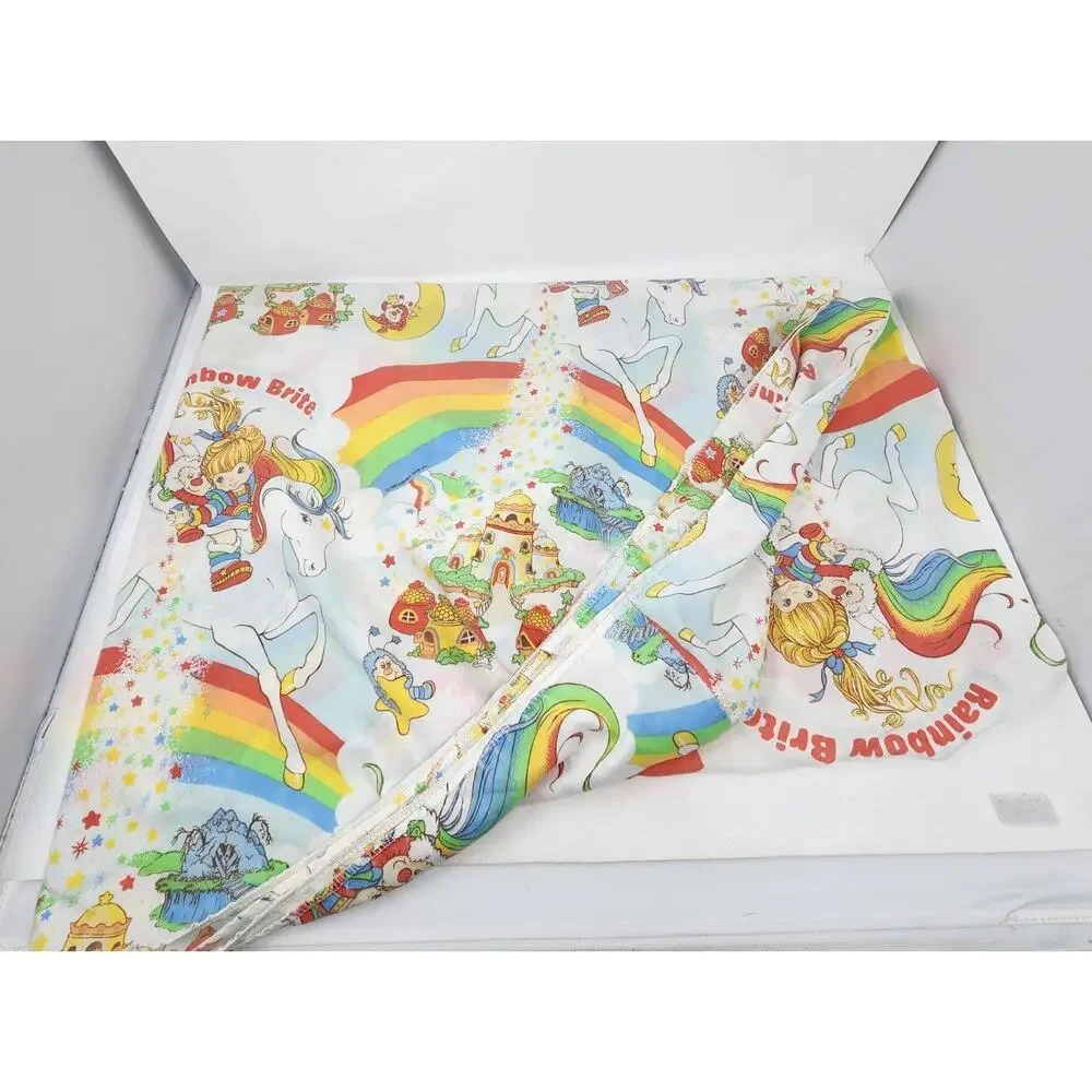 VTG Rainbow Brite 2-Piece Twin Size Sheet Set Hallmark 1983 Colorful Bright
